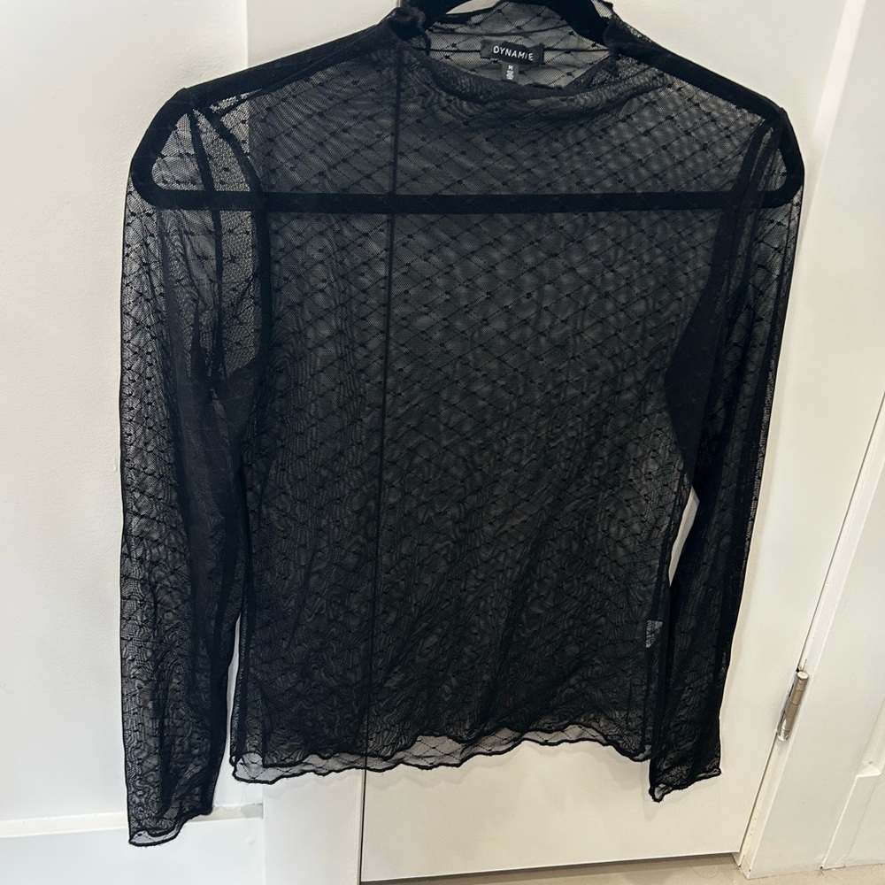 Dynamite Black Sheer Blouse